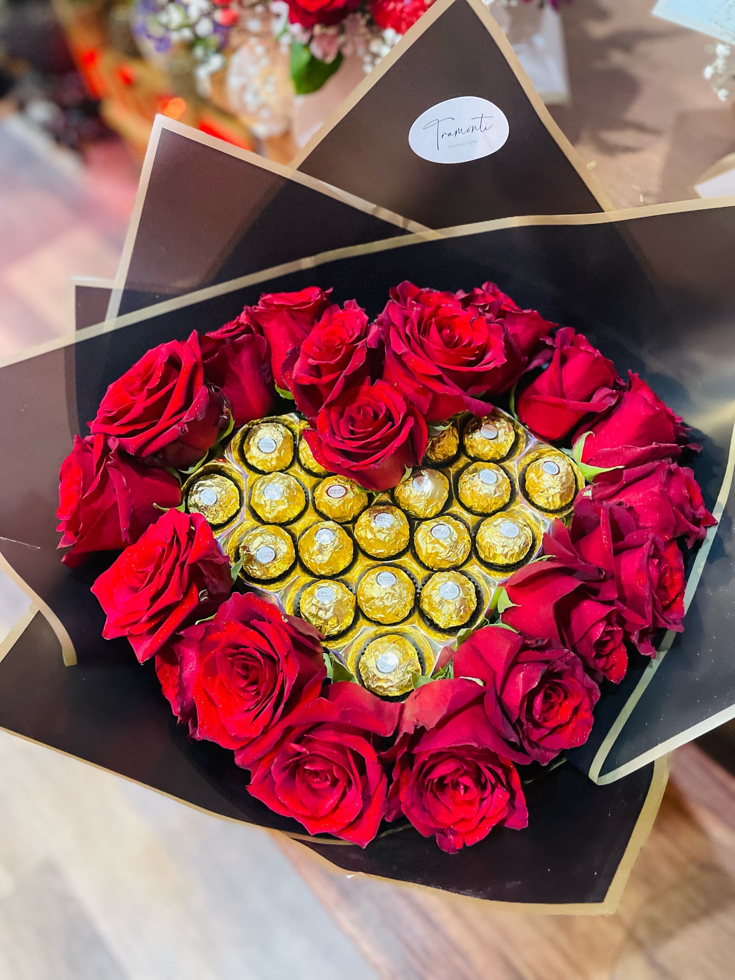 Ruby Bloom Red Roses & Ferrero Heart