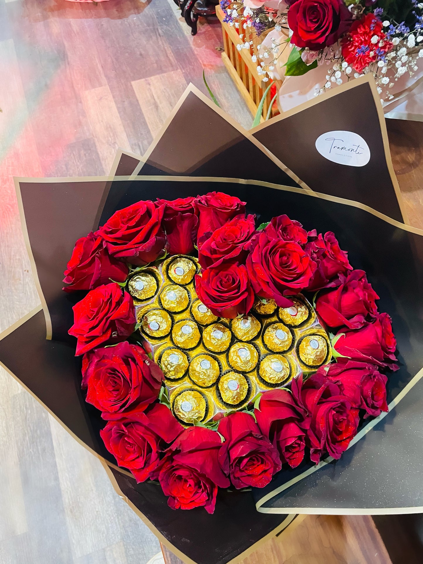 Ruby Bloom Red Roses & Ferrero Heart