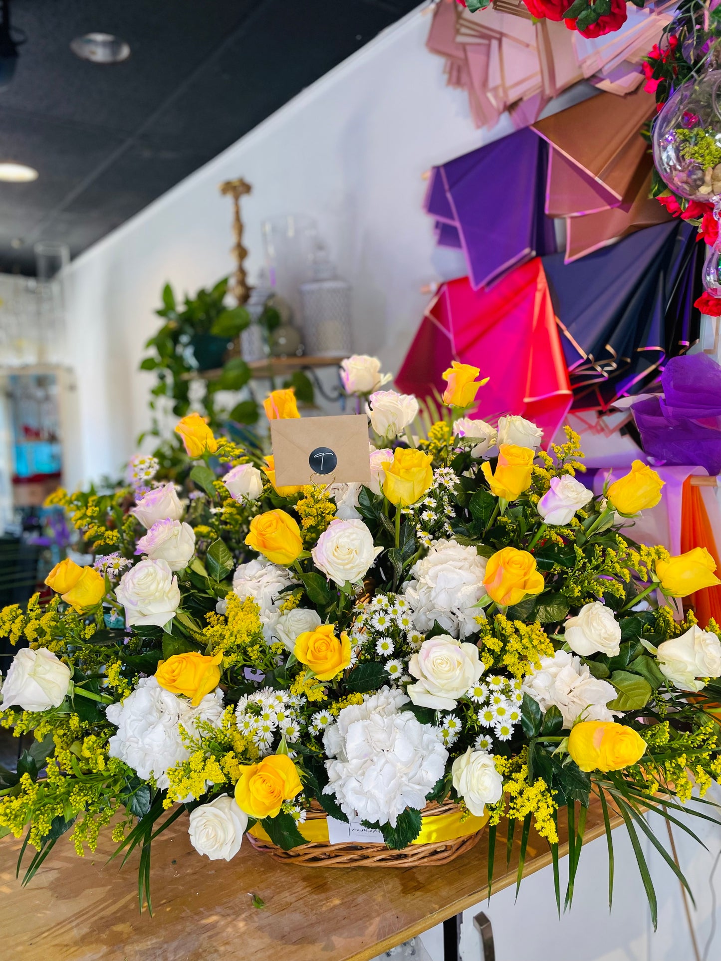 sunrise floral basket