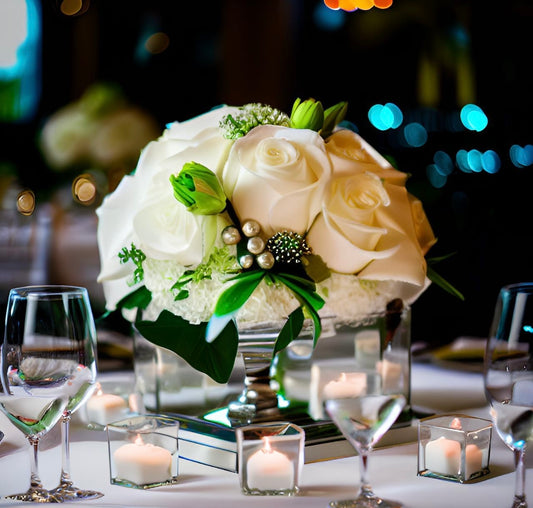 Mirrored Elegance Floral Arrangement