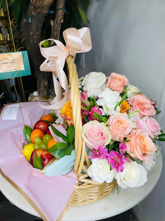 My most beautiful wishes floral and fruit basket