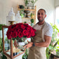 Crimson Romance red premium roses arrangement