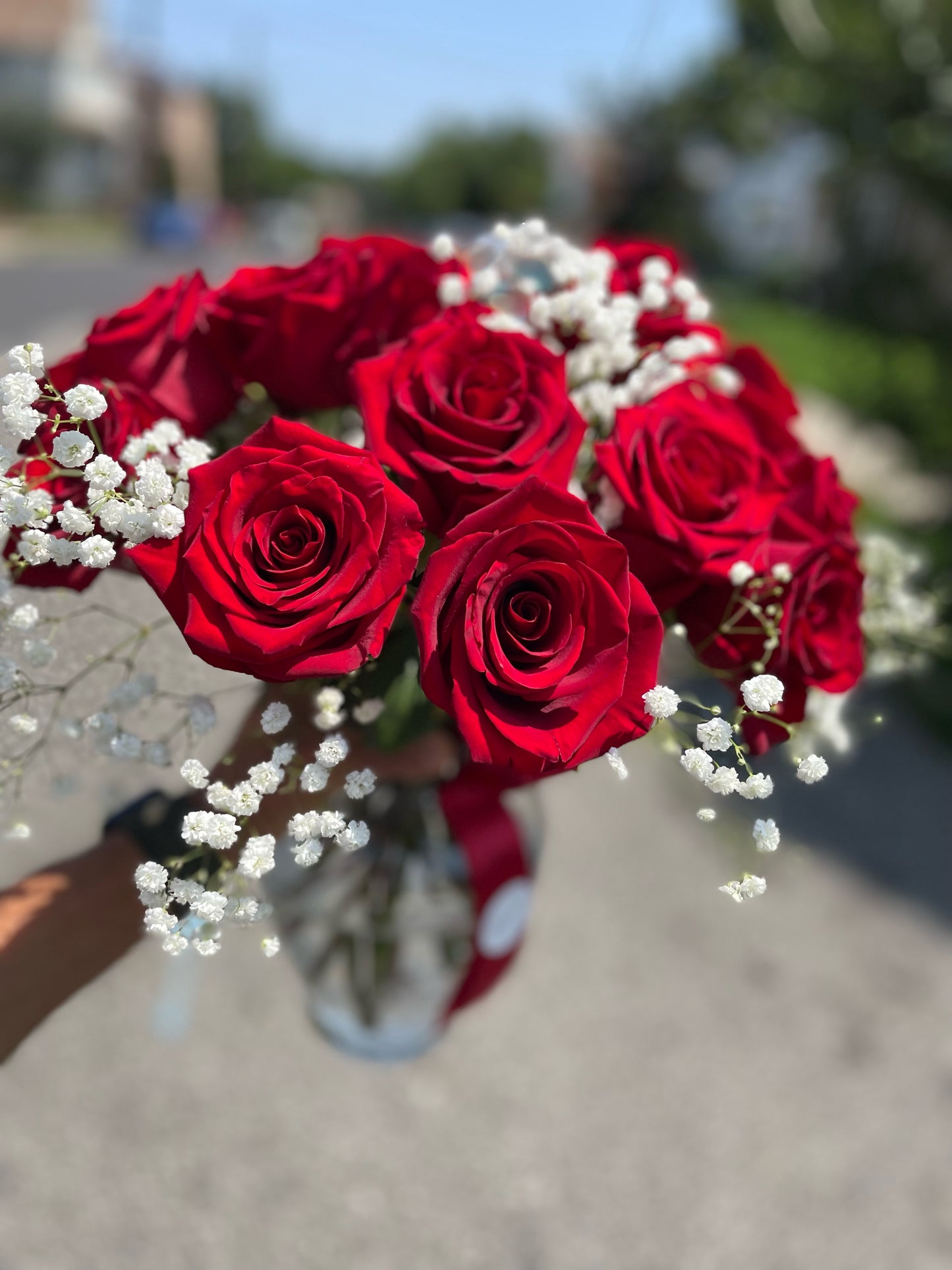 Our Love red roses arrangement