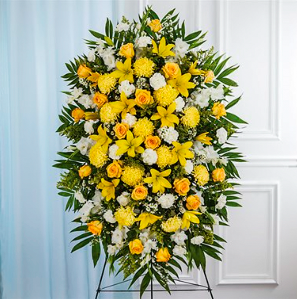 Shine Forever Yellow standing spray  - Tramonti Flowers & Events